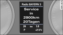 Instrument cluster display: Service interval display